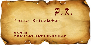 Preisz Krisztofer névjegykártya